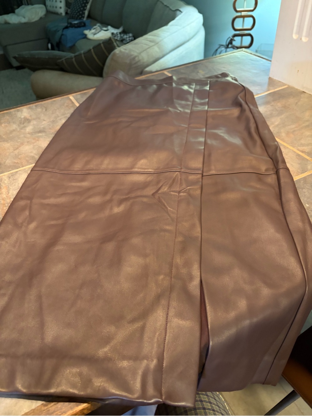 LOFT dark Brown Faux full length Leather Skirt, NWOT